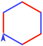 6-sided figure, sides alternating red-blue