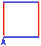 Square with sides alternating red and blue