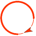 Puzzle 4: Circle with the southeast corner thin and the rest thick, sprite circling clockwise