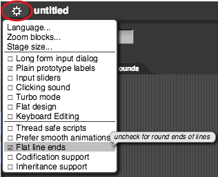 settings menu, flat line ends