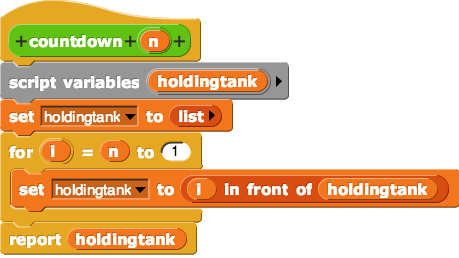 countdown using a for-loop