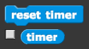'reset timer' and 'timer' blocks in palette