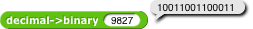 decimal->binary of 9827