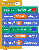 repeat 4, red move turn, blue move turn