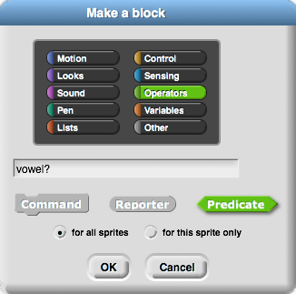 make a predicate block by choosing the correct shape