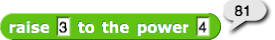 raise 3 to the power 4 (result = 81)