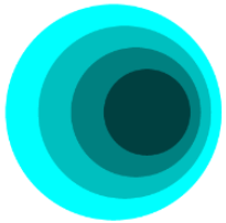 four embedded aqua-blue circles