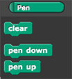 Pen menu items: clear; pen down; pen up