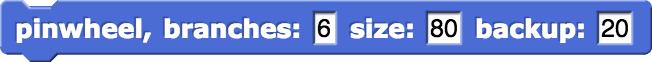 pinwheel, branches: (6) size: (80) backup: (20) setup; pinwheel, branches: (6) size: (80) backup: (20)