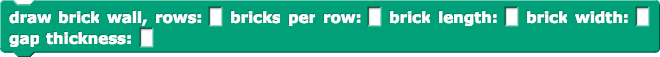 draw brick wall, rows: () bricks per row: () brick length: () brick width: () gap thickness: ()