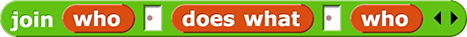 join (who) ( ) (does what) ( ) (who)