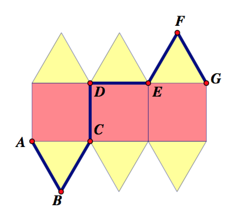 Triangle and square tesselation path