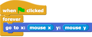 when green flag clicked{forever{go to x:(mouse x) y:(mouse y)}}
