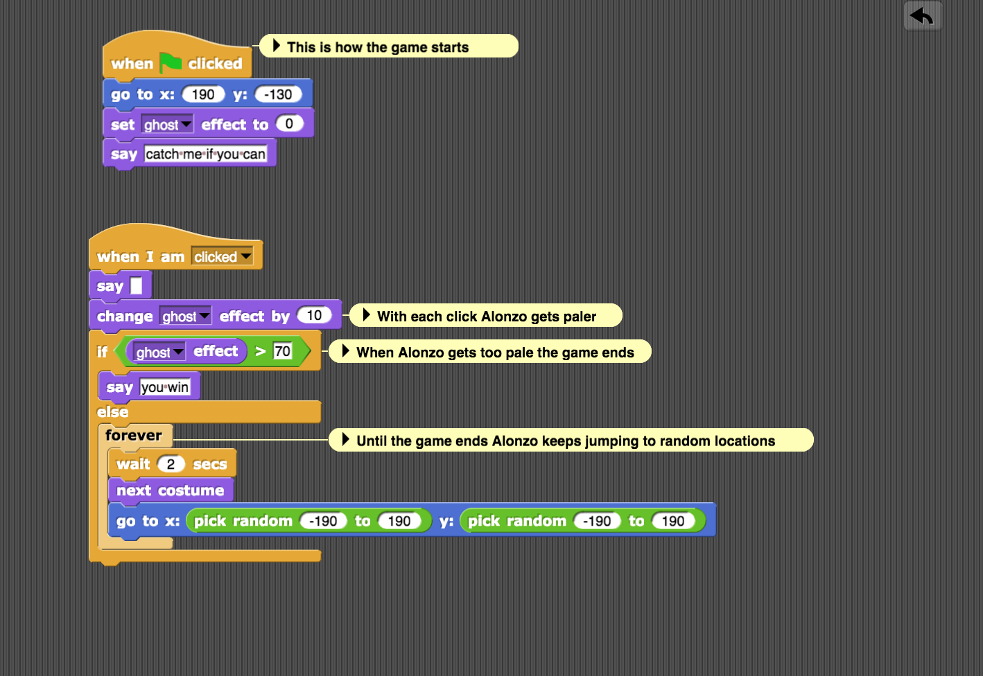 Example of organized code with comments