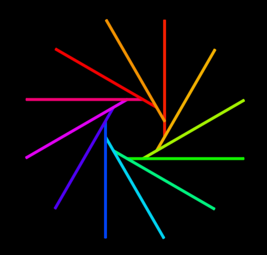 Multicolored pinwheel