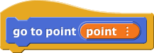 go to point (point) block with list type input named point