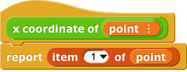 x coordinate of (point){report item 1 of (point)}