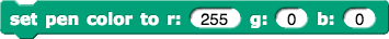 set pen color to r: (255) g: (0) b: (0)