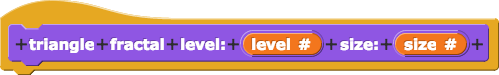 triangle fractal level: (level #) size: (size #)