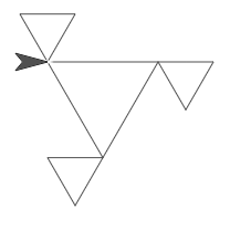 Triangle fractal level 2 drawing: triangle with 3 smaller triangles on its vertices