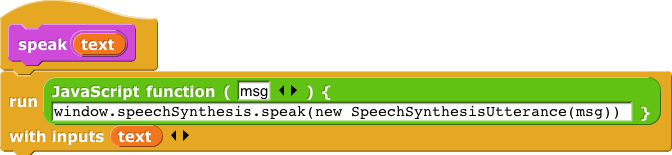 speak block definition using Javascript