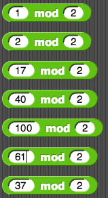 experiments with various numbers mod 2