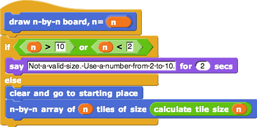 draw an n-by-n board that fits within a 300 by 300 space centered on the stage