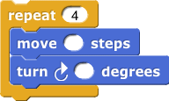 repeat 4, move, turn