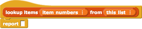lookup items (item numbers) from (this list)