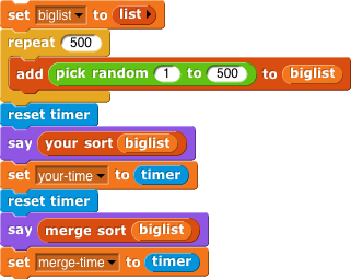 script to compare timings