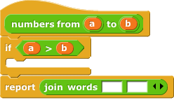 numbers from A to B