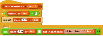 list->sentence