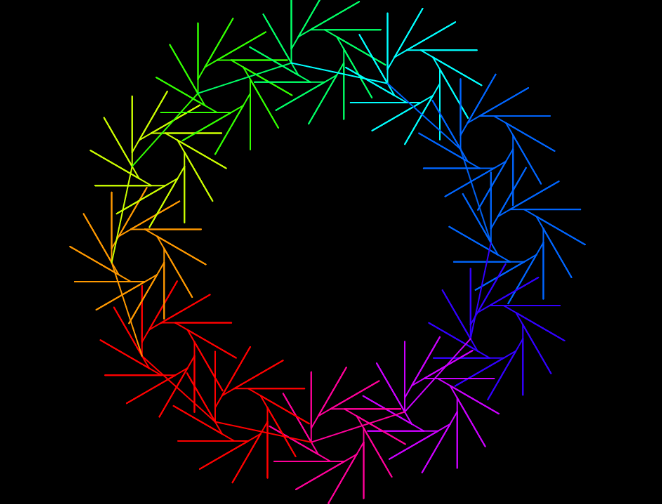 wreath of rainbow colored pinwheels