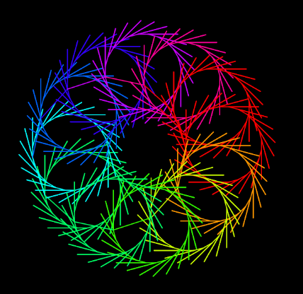 wreath of rainbow colored pinwheels