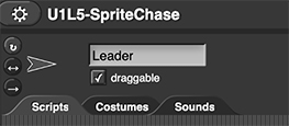image of sprite name input field above the scripting area and below the project name