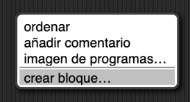 opción de crear un bloque