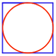 red circle in blue square