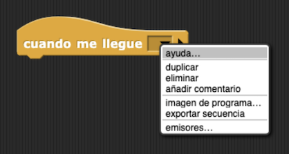 clic con el botón derecho en el bloque cuando me llegue para mostrar menú de cuatro opciones: ayuda..., duplicar, eliminar, imagen de programa...