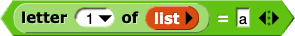 (letter (1) of (list(empty)) = a