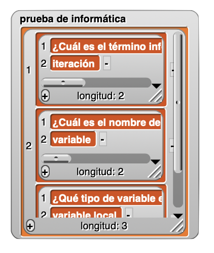 visualizador del cuestionario de ciencias de la computación, vista de tabla