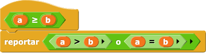 a &ge; b {reporta ((a > b) o (a = b))}