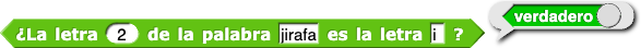 ¿La letra (2) de (jirafa) es la letra (i)? reporta verdadero