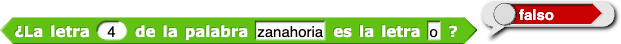 ¿La letra (4) de (zanahoria)es la letra (o)? reporta falso
