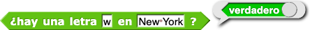 ¿hay una letra (w) in (New York)? reporta verdadero