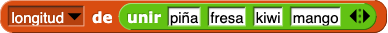 longitud de (unir (piña) (fresa) (kiwi) (mango))