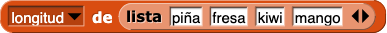 longitud de (lista (piña) (fresa) (kiwi) (mango))