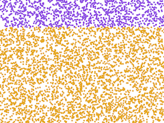 Narrow horizontal purple bar at top of stage, rest of stage orange.