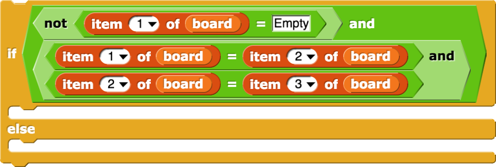 if(not(item(1)of board=Empty) and (item(1)of board=item(2) of board) and (item(2) of board=item(3) of board)){}else{}