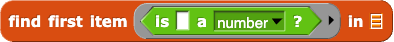 find first item (is () a number?) in ()