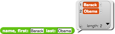 name, first: (Barack) last: (Obama) reporting {Barack, Obama}